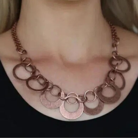 Paparazzi In Full Orbit Copper Necklace and Earring Set - Picture 1 of 3